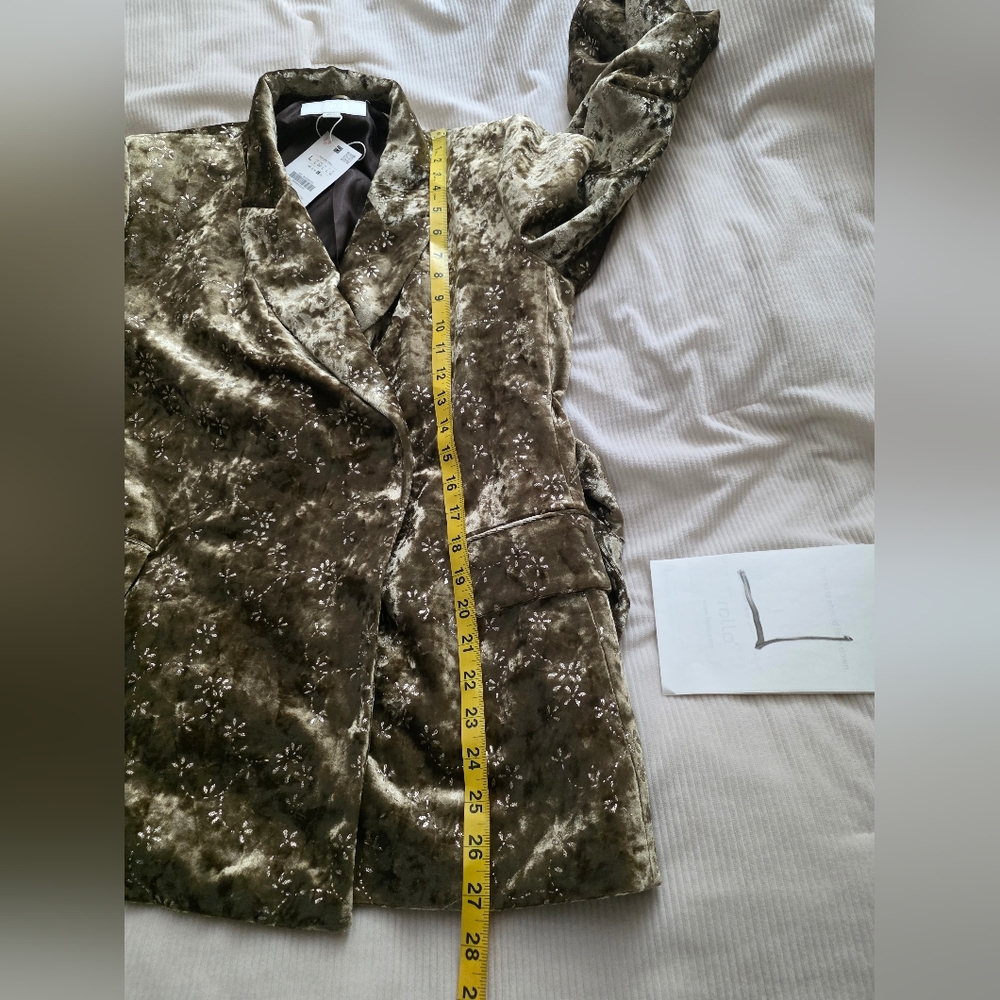 Zara METALLIC THREAD VELVET BLAZER WITH BELT Golden Zw Collection BLAZER ONLY - Picture 10 of 16